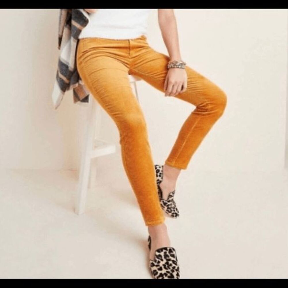 PAIGE Women's Hoxton Ankle Corduroy Skinny Jeans Marigold Size 28